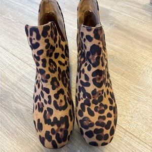 Leopard Print Women’s Ankle Boots - Tan/Black
